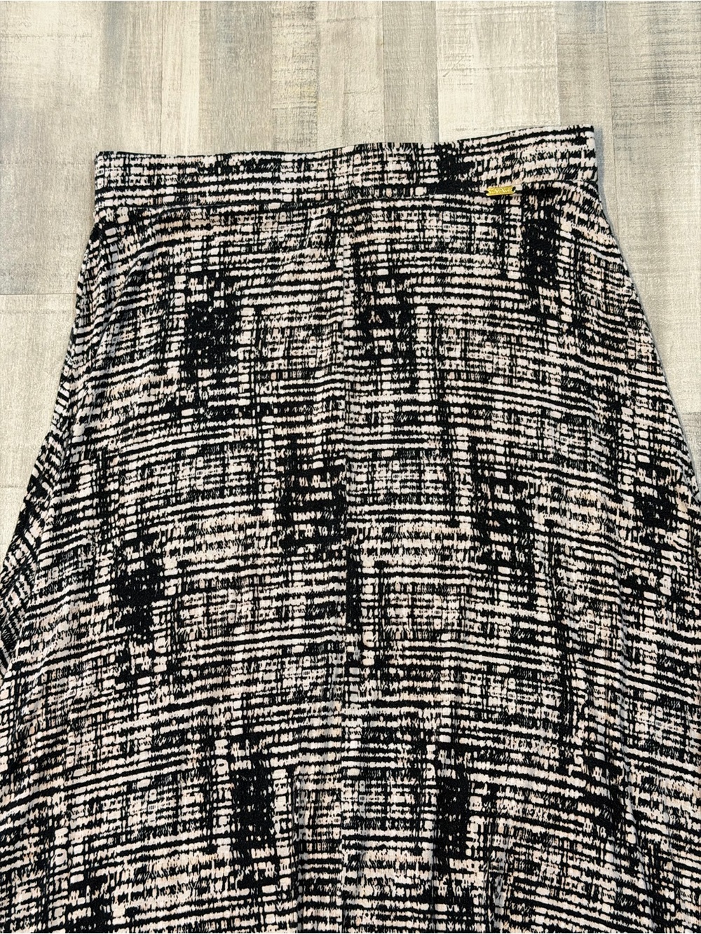 Calvin Klein Asymmetrical Handkerchief Hem Skirt Black & Pink Print Skirt